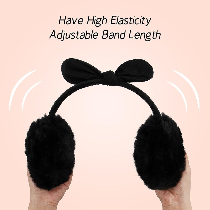 POXIMI Store Women Winter Earmuffs Girl Ski Adjustable Ear Covers for Cute Bow Ear Warmer Outdoor Earmuff Fleece Lining - Image 3